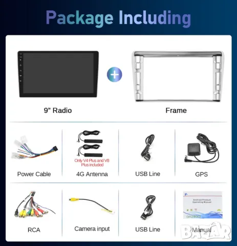 Toyota Avensis T25/2002-2009 9" 2-DIN, 4G/LTE, QLED с Android 12, 2/32GB, CarPlay, AndroidAuto, RDS, снимка 2 - Аксесоари и консумативи - 47543023