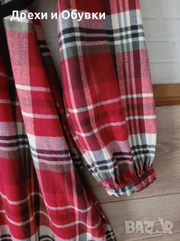 Рокля тип риза червено каре , снимка 2 - Рокли - 52763916