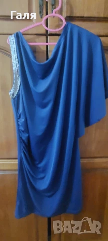 Асиметрична рокля/туника цвят турско синьо, размер Л, снимка 8 - Рокли - 51407522