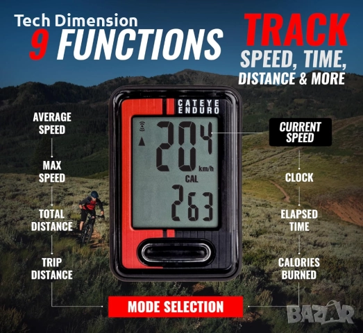 Велокомпютър CATEYE ENDURO , снимка 2 - Аксесоари за велосипеди - 52825125
