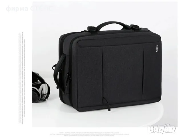 Раница за пътуване STELS, Ръчен багаж, 30x15x40см, Черен, снимка 12 - Раници - 47365485