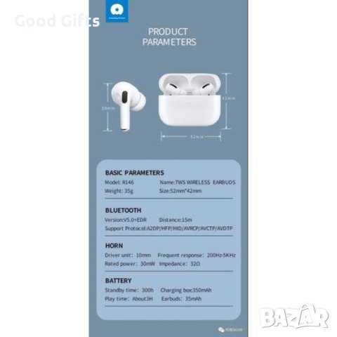 Безжични слушалки PRO Type WUW R-146 EARBUDS, снимка 3 - Безжични слушалки - 43114167