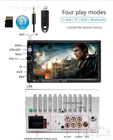 Мултимедия, Универсална, за кола, 7023B, MP5 плеър, за автомобил, Двоен дин, екран 7" дин, навигация, снимка 5 - Аксесоари и консумативи - 49426065