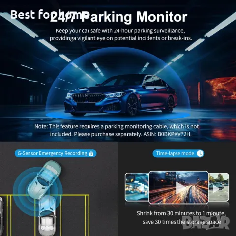 WiFi Мини даш камера  за автомобил с гласов контрол KAWA, снимка 6 - HD камери - 49902557