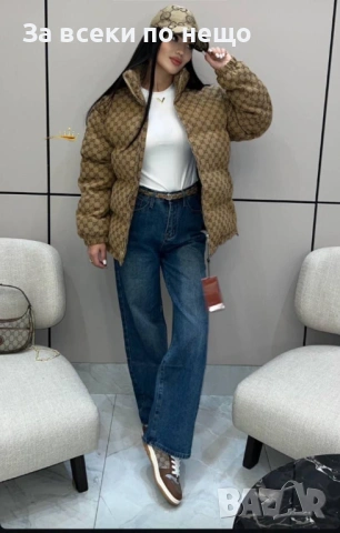 Gucci Дамско Бежово Зимно Яке Гучи Код E1171, снимка 3 - Якета - 53226842