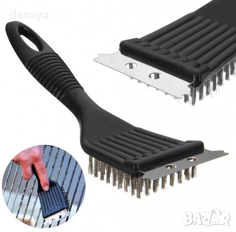 2081 Телена четка за скара с вградена шпатула за почистване