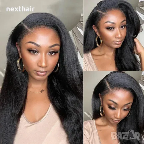 Yaki Kinky дълга черна перука с дантела лейс фронт , снимка 2 - Аксесоари за коса - 49863976