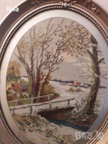 Гоблен Зима, с оригинални конци, запазен, 100лв и много други гоблени (някои от тях над 50г.), снимка 1