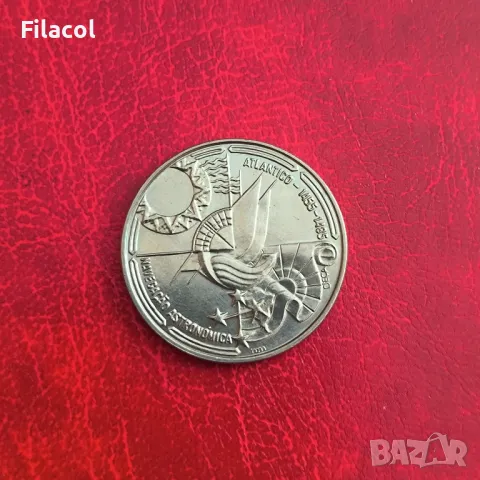 Португалия 100 ескудо 1990 Астронавигация, снимка 2 - Нумизматика и бонистика - 50335482