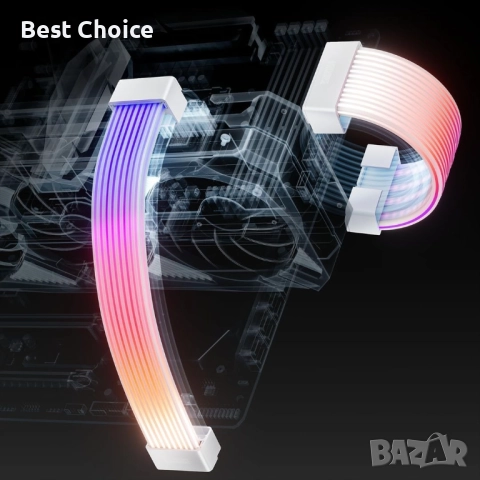 AsiaHorse ARGB PSU Cable Cover Kit 5V 3-Pin ARGB SYNC удължителен кабел с осветление, снимка 4 - Кабели и адаптери - 52965782