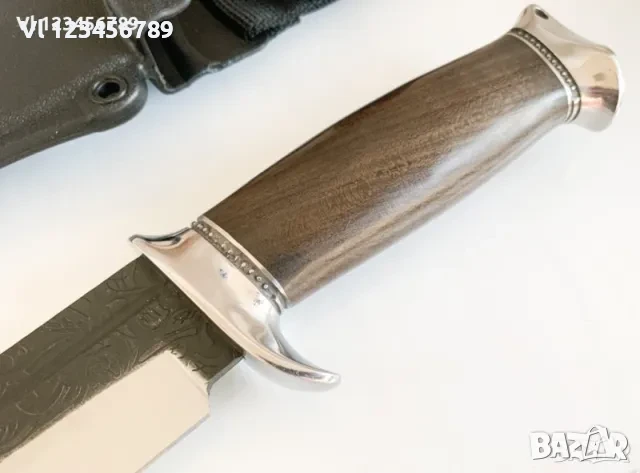 Ловен нож с Kydex калъф метален гард и флорални елементи на острието, снимка 2 - Ножове - 50749329