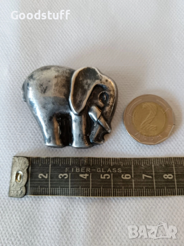 Сребро, брошка, слон, 925, винтидж , снимка 6 - Антикварни и старинни предмети - 52514882