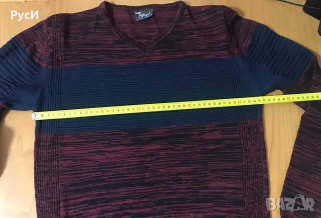 Мъжки фин пуловер с V-образно деколте, снимка 4 - Пуловери - 47445050