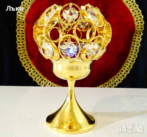 Позлатен бронзов свещник Weinfurtner Gold Crystal. , снимка 7 - Антикварни и старинни предмети - 52900301