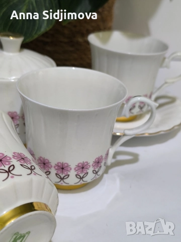 Български костен порцелан сервиз за чай , снимка 5 - Сервизи - 52161913