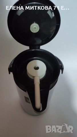 Голям термос с помпа корпус стомана стъклена колба, снимка 4 - Термоси - 52458989