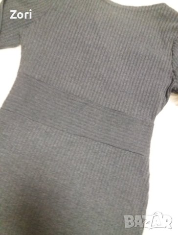 СТРАХОТНА рокля по тялото в цвят графит от много еластично и много фино плетиво , снимка 8 - Рокли - 43567229