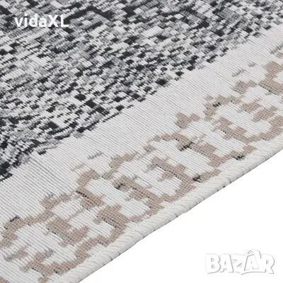 vidaXL Килим, черно и сиво, 120x180 см, памук（SKU:340090）, снимка 3 - Килими - 48690851