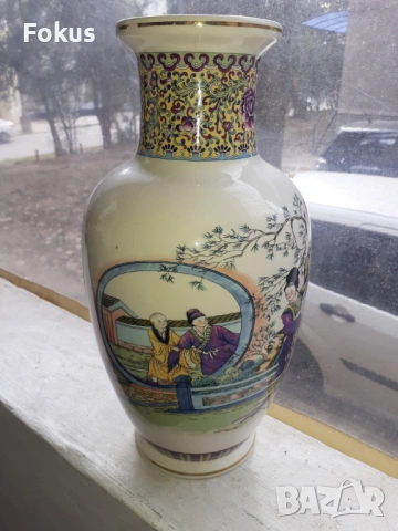 Страхотна голяма японска ваза - порцелан, маркировка, снимка 2 - Антикварни и старинни предмети - 53348196