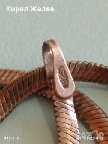 Сребърен синджир тип змийска плетка красив стилен дизайн Italy 48096, снимка 3 - Колиета, медальони, синджири - 52834917