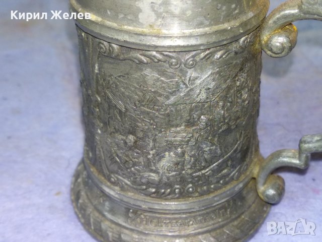 Стара РЯДКА БОГАТО ОРНАМЕНТИРАНА НЕМСКА КОЛЕКЦИОНЕРСКА ЦИНКОВА МИНИ ХАЛБА За БИРА с МАРКИРОВКА 42671, снимка 14 - Колекции - 43949414