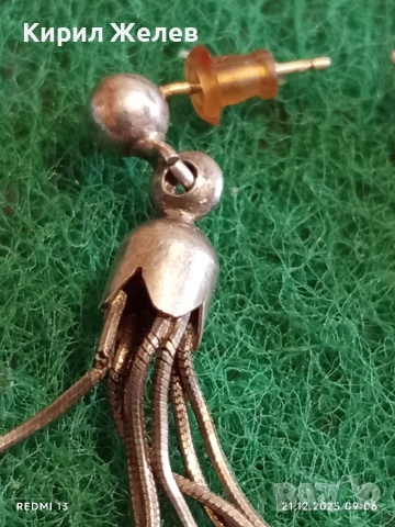 Винтидж артистични сребърни обеци стил поднесен аристократично 25883, снимка 2 - Обеци - 52863131