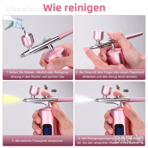 Безжичен аерограф Daakro 38PSI, мини компресор  НОВ, снимка 2 - Други инструменти - 53238777