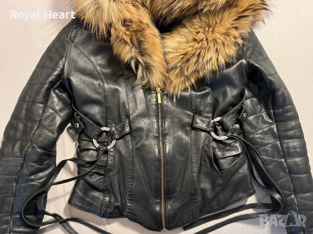 Кожено яке с естествен пух | (S) , снимка 6 - Якета - 43818177