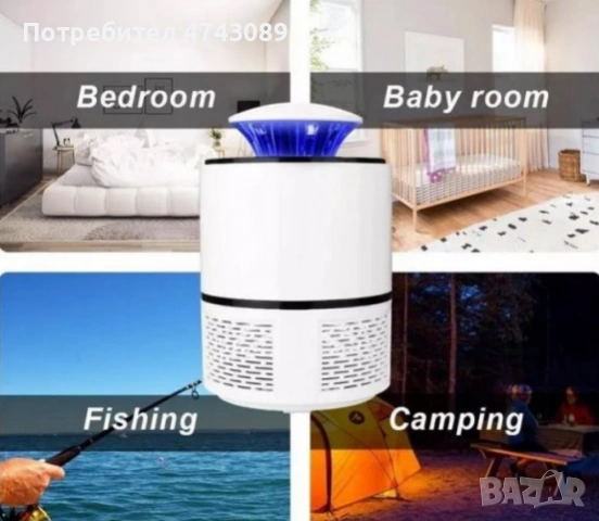 USB ултравиолетова лампа против комари и други насекоми  Захранване: USB (външна батерия, лаптоп, за, снимка 3 - Други - 53541731