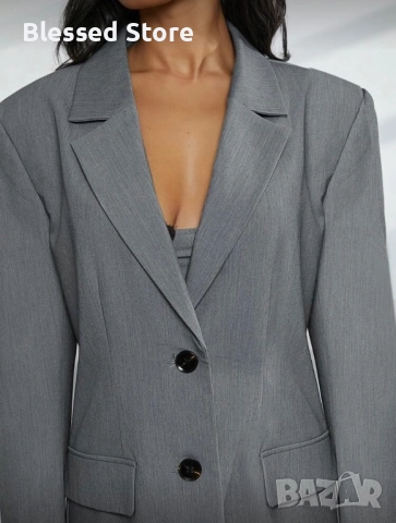 Дамско сиво сако , снимка 3 - Сака - 52907359