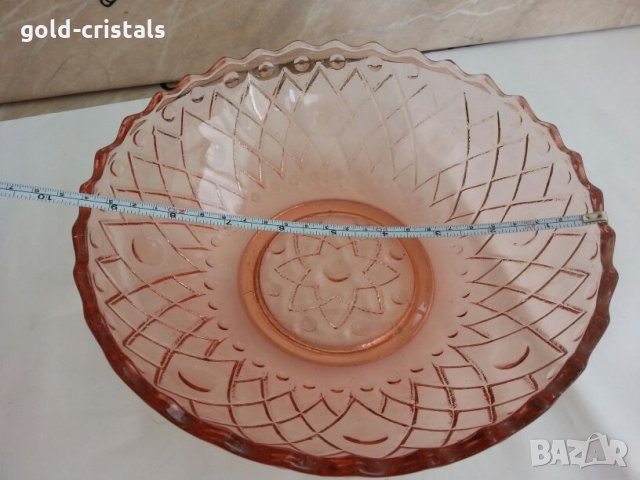 антикварна купа  фруктиера цветно розово стъкло, снимка 8 - Антикварни и старинни предмети - 26223692