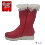 Червени дамски боти с бял пух, снимка 2