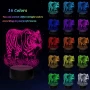 Холограмна 3D LED лампа Тигър-дистанционно управление 16 цвята+други режими на управление, снимка 2