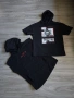 ЛОТ от две мъжки черни тениски с щампи OVERSIZED с качулки., снимка 1