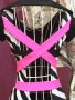 Нова къса Рокля черна с ефектен гръб розови ленти къс ръкав с еластан , снимка 4