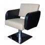 Нов фризьорски стол с ергономичен дизайн М403 - черен и крем бял, снимка 1