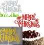  Merry Christmas Весела Коледа червен златен сребро мек брокатен топер клечка украса декор за торта, снимка 1