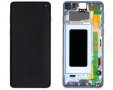 LCD Дисплей С РАМКА за Samsung SM-G973F / GH82-18850C Galaxy S10 / Син / Оригинал, снимка 1 - Резервни части за телефони - 32544109