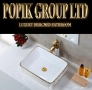 Луксозна мивка с позлатен дизайн и златен смесител – Popik Group LTD, снимка 4