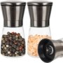 Комплект 2 бр ръчни мелнички за сол и черен пипер, Неръждаема стомана, стъкло, снимка 1 - Прибори за хранене, готвене и сервиране - 44099540