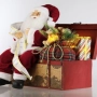 Коледна фигура Дядо Коледа в Сандък с Подаръци, Звук и LED, снимка 3