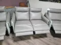 Бежов комплект кожени дивани с фотьойл с ел релакс механизъм, снимка 12