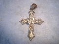 СТАРО МЕДНО ПОСРЕБРЕНО КРЕСТАЛНО АРТ КРЪСТЧЕ - МЕДАЛЬОН 21283, снимка 3