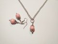 Изящен подаръчен комплект бижута с розови перли !, снимка 1 - Бижутерийни комплекти - 27420300