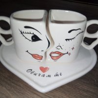 Комплект за кафе "Обичам те" , снимка 2 - Сервизи - 43070112
