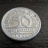 Райх монета - Германия - 50 пфенига | 1921г.; серия А, снимка 1 - Нумизматика и бонистика - 28578278