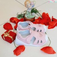 Бебешки Сандали за момиче от Естествена кожа, с брокатено сърце BUBBLE KIDS, снимка 6 - Детски сандали и чехли - 36952828