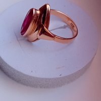 Антикварен руски златен пръстен с рубин, снимка 2 - Пръстени - 43068862