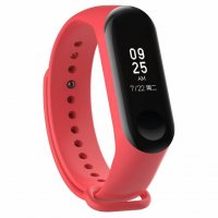 Цветна каишка за XIAOMI Mi Band 2, Mi Band 3, Mi Band 4, 5  червен цвят, снимка 1 - Каишки за часовници - 32291926