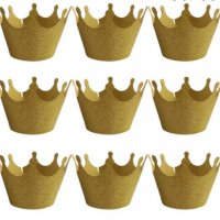  10 корони златисти брокатени декорация за мъфини кексчета кошнички, снимка 1 - Други - 28265712
